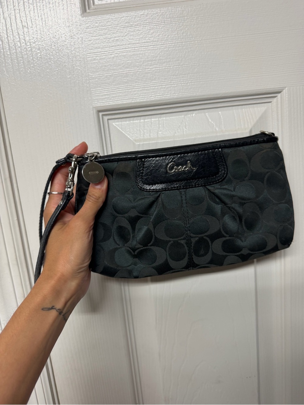 Coach Black Signature Wristlet Clutch